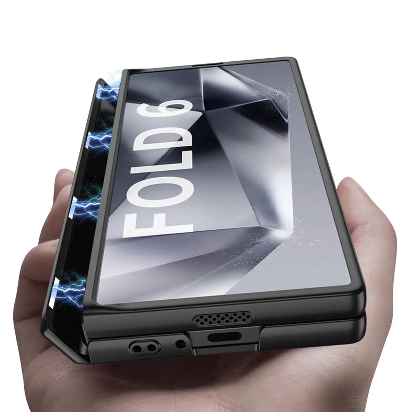 Samsung Z Fold 6 Case with Magnetic Hinge, Bracket, and Anti-Peep Screen Protector