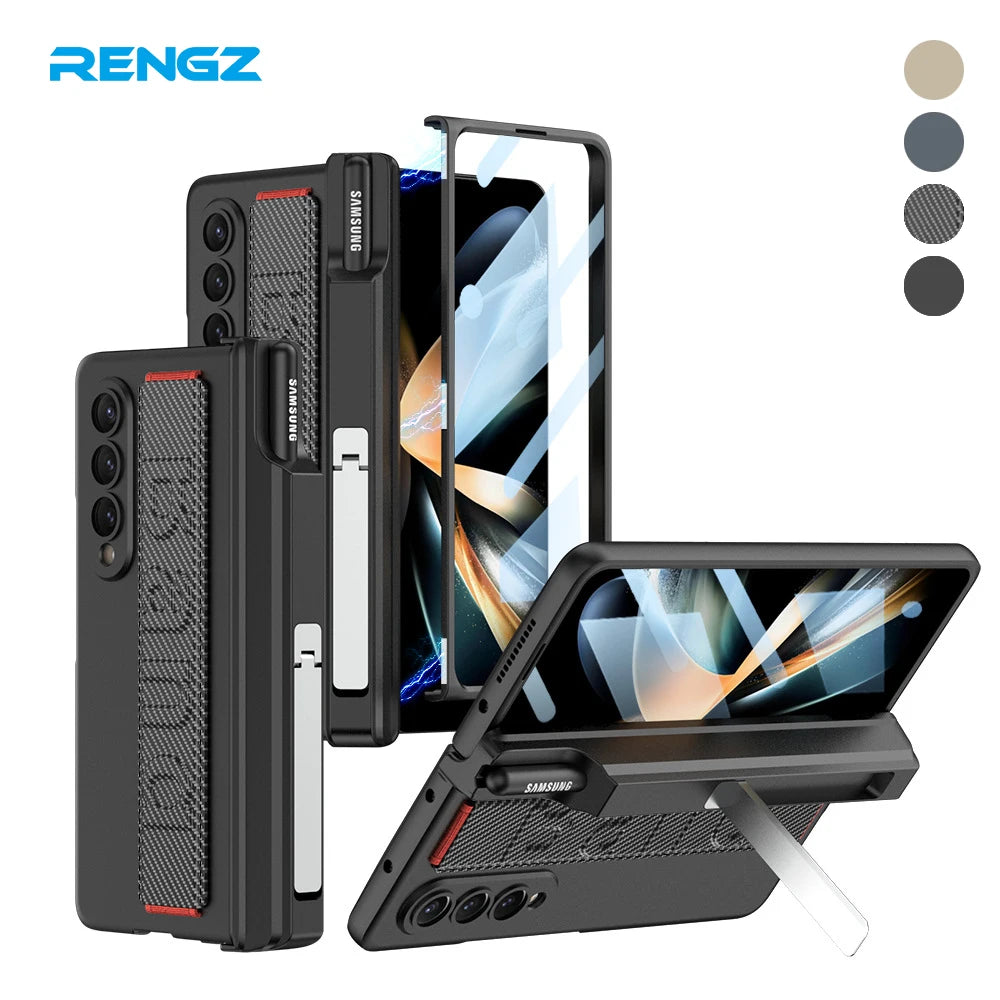 Samsung Z Fold Case - Wristband, Stand, Pen Holder, Glass Film
