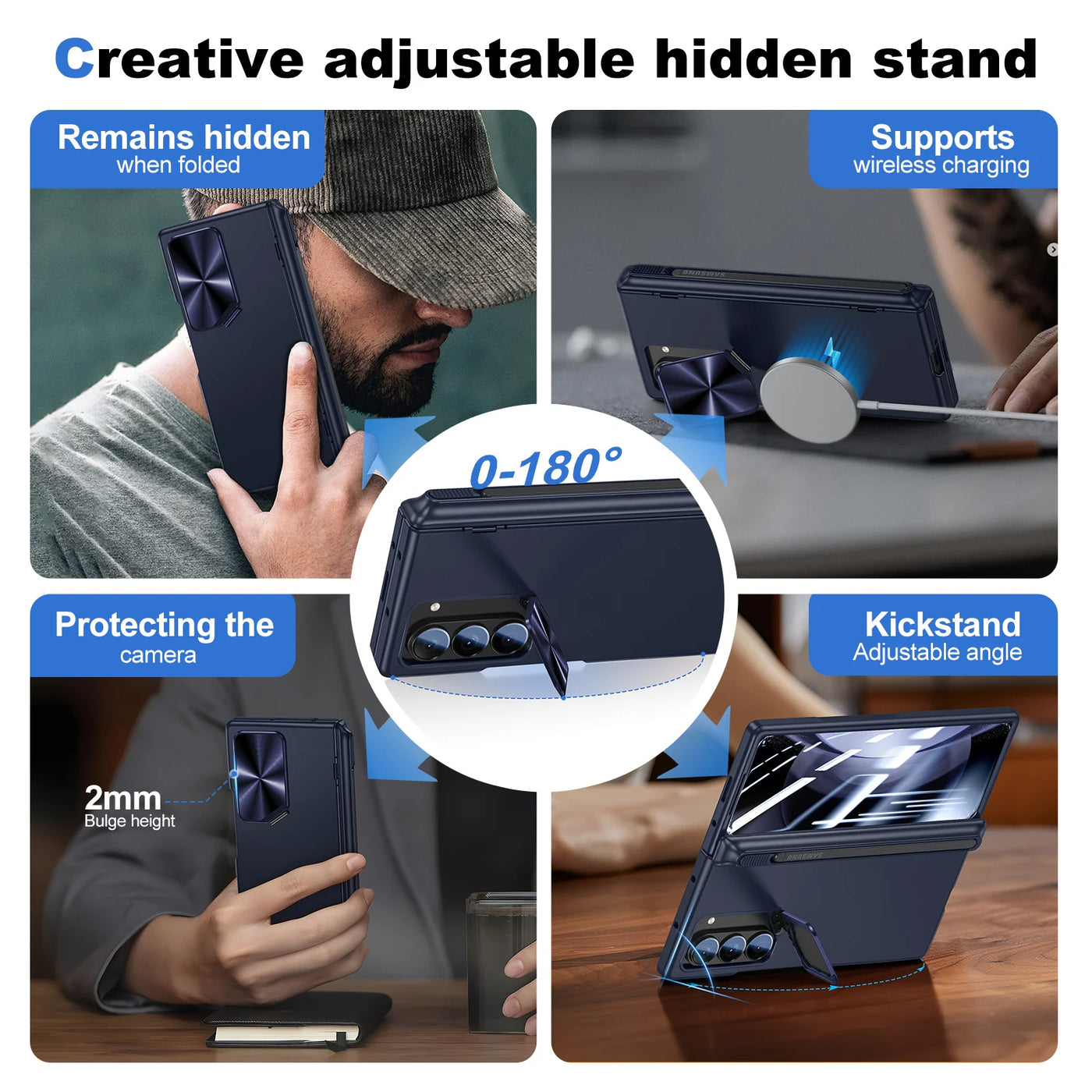 Samsung Z Fold 6 Case with Hinge Protection, Stand, S Pen Slot & Screen Protector