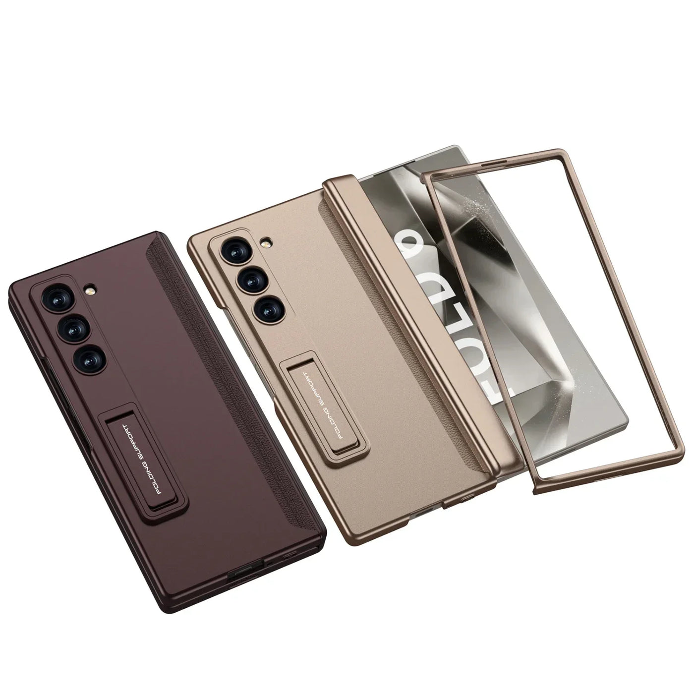 Samsung Z Fold 6 Case with Magnetic Hinge, Bracket, and Anti-Peep Screen Protector