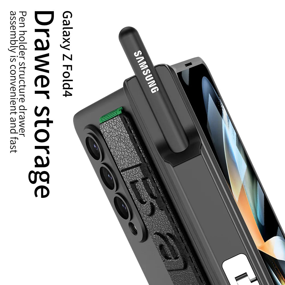 Samsung Z Fold Case - Wristband, Stand, Pen Holder, Glass Film