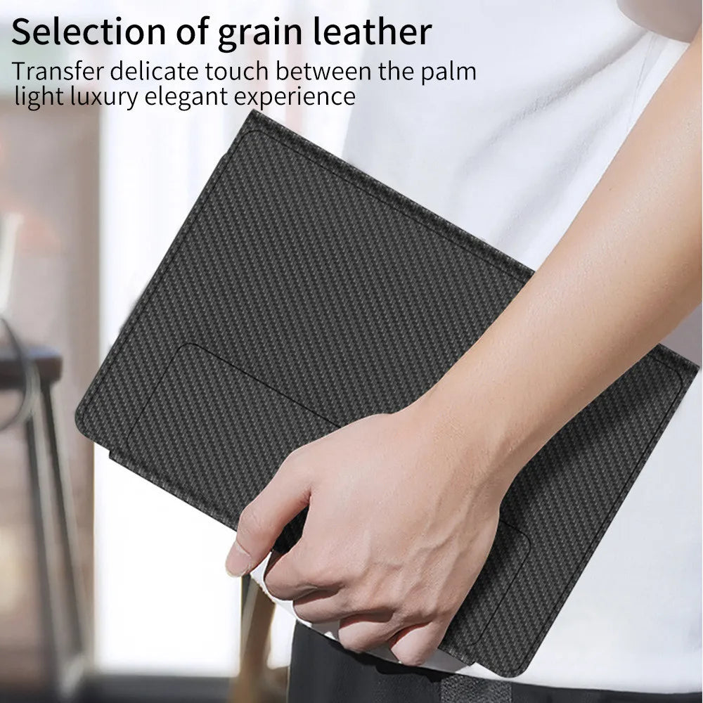 4 in 1 Magnetic Keyboard Case for Samsung Z Fold 6 - Leather Stand with Pen Slot