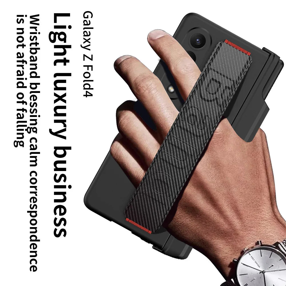 Samsung Z Fold Case - Wristband, Stand, Pen Holder, Glass Film